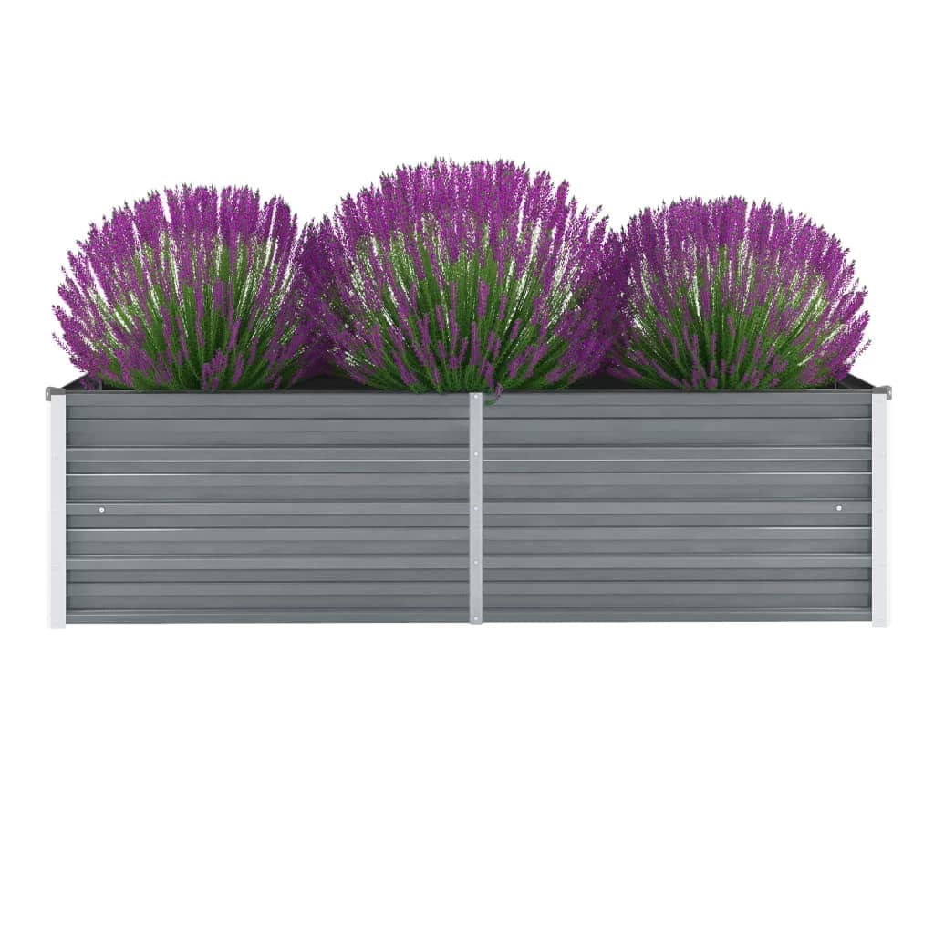 vidaXL Arriate de jardín de acero galvanizado gris 160x40x45 cm