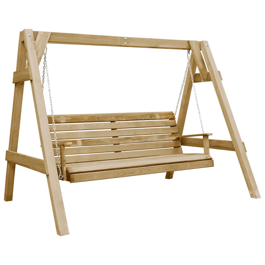 vidaXL Banco columpio de jardín madera pino impregnada 205x150x157 cm