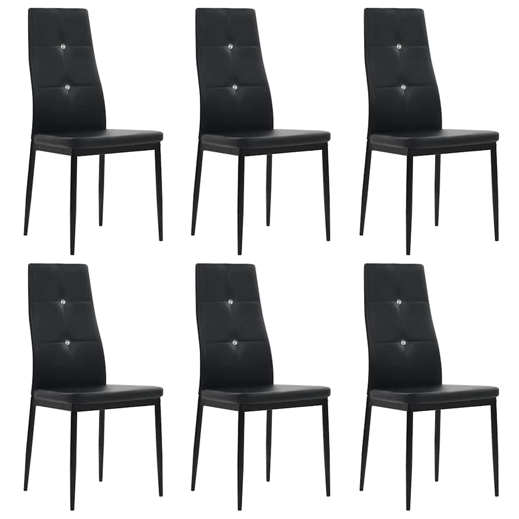 vidaXL Sillas de comedor 6 unidades cuero sintético negro