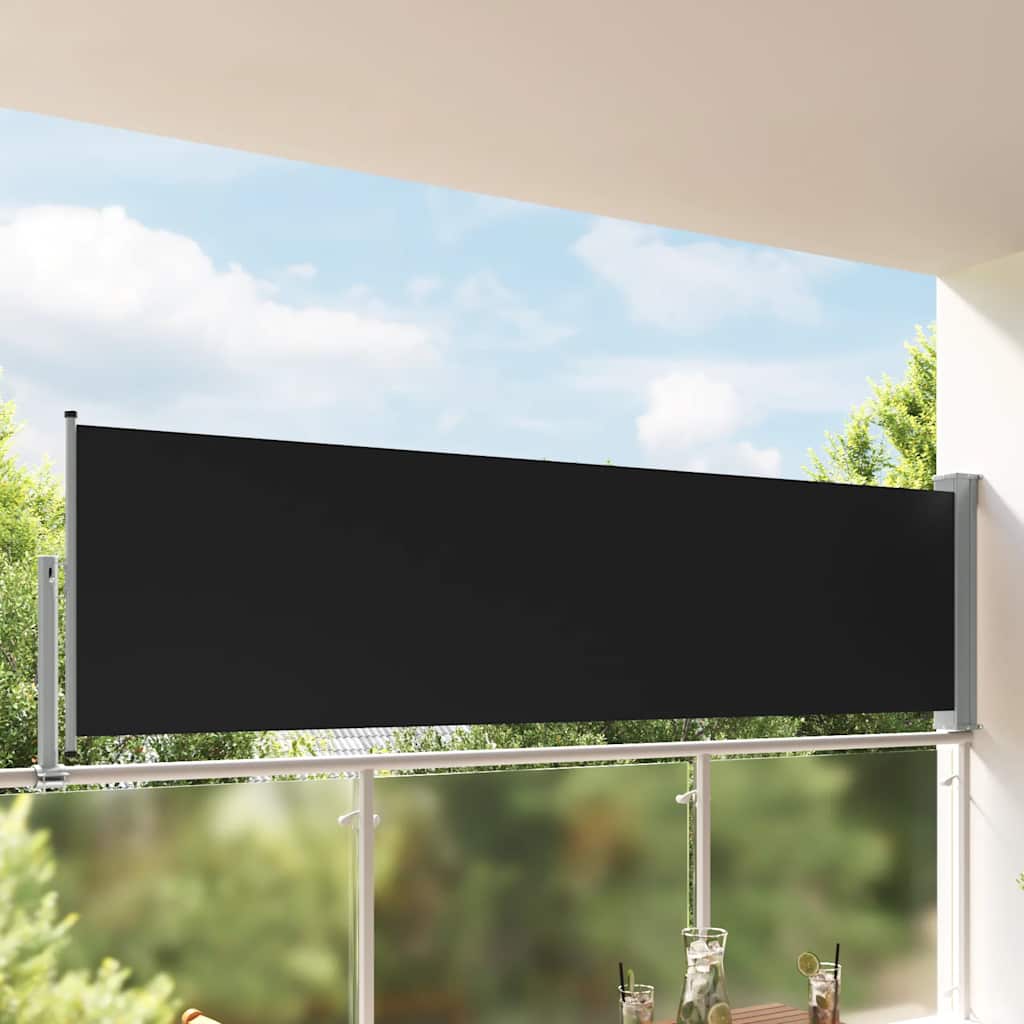 vidaXL Toldo lateral retráctil para patio 100x300 cm negro