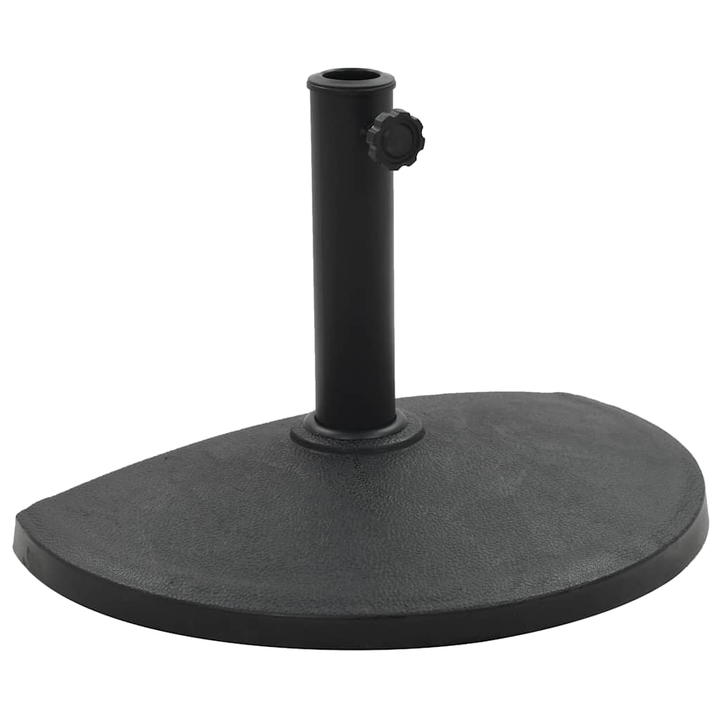 vidaXL Base de sombrilla de semicírculo de poliresina negra 9 kg