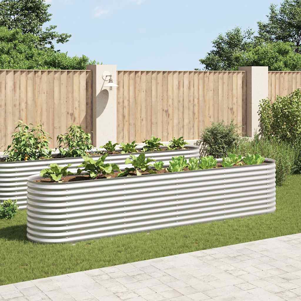 vidaXL Arriate de acero galvanizado plateado 400x80x81 cm