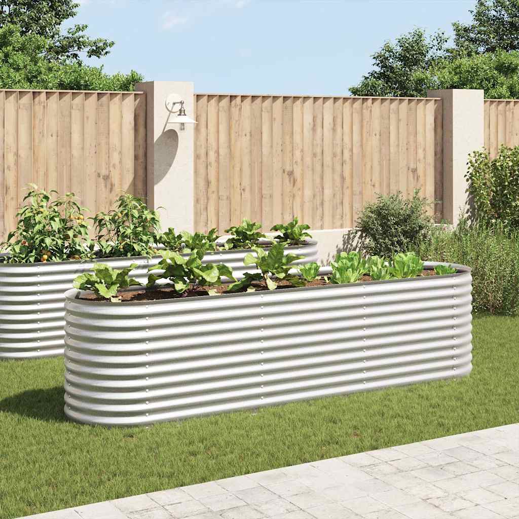 vidaXL Arriate de acero galvanizado plateado 320x80x81 cm