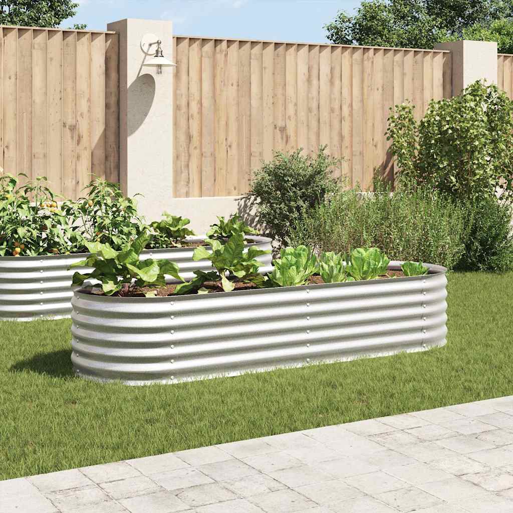 vidaXL Arriate de acero galvanizado plateado 240x80x44 cm