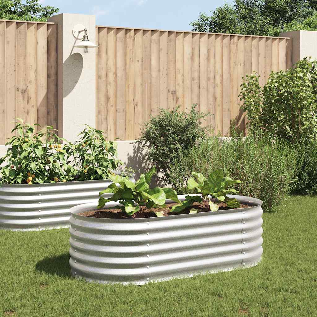 vidaXL Arriate de acero galvanizado plateado 160x80x44 cm
