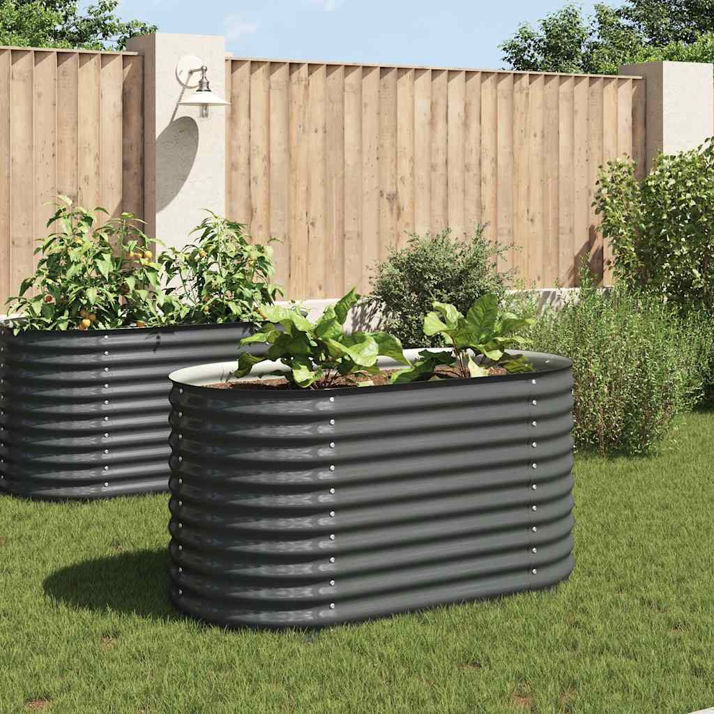 vidaXL Arriate de acero galvanizado gris 160x80x81 cm