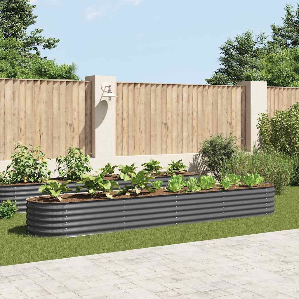 vidaXL Arriate de acero galvanizado gris 400x80x44 cm