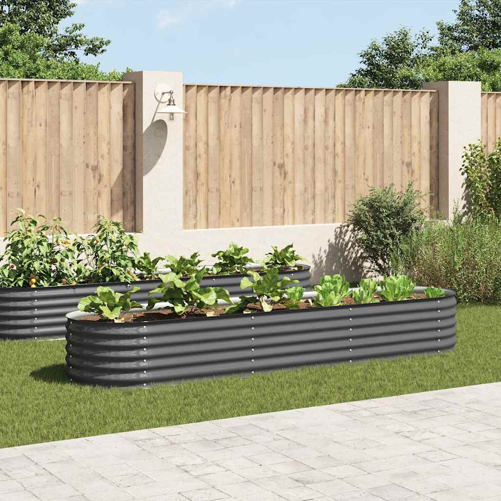 vidaXL Arriate de acero galvanizado gris 320x80x44 cm