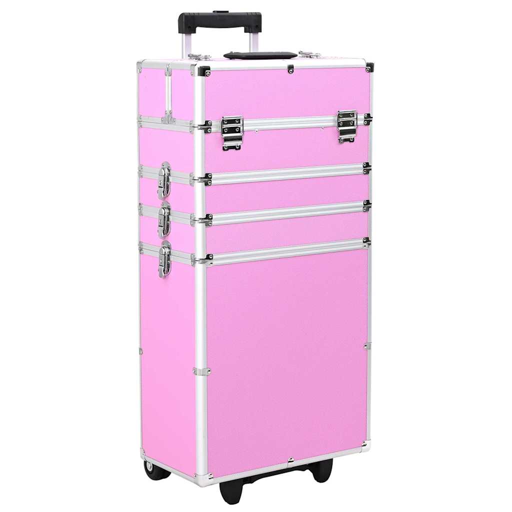 vidaXL Maletín trolley de maquillaje de aluminio rosa