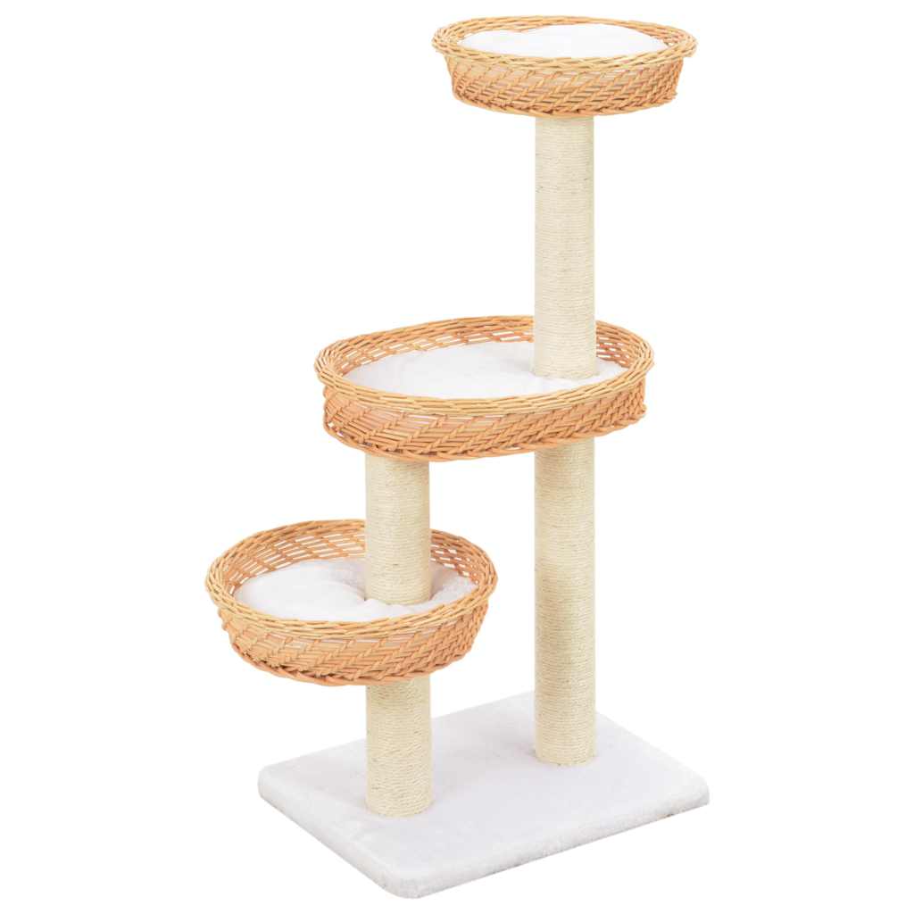 vidaXL Rascador para gatos con poste de sisal madera natural de sauce