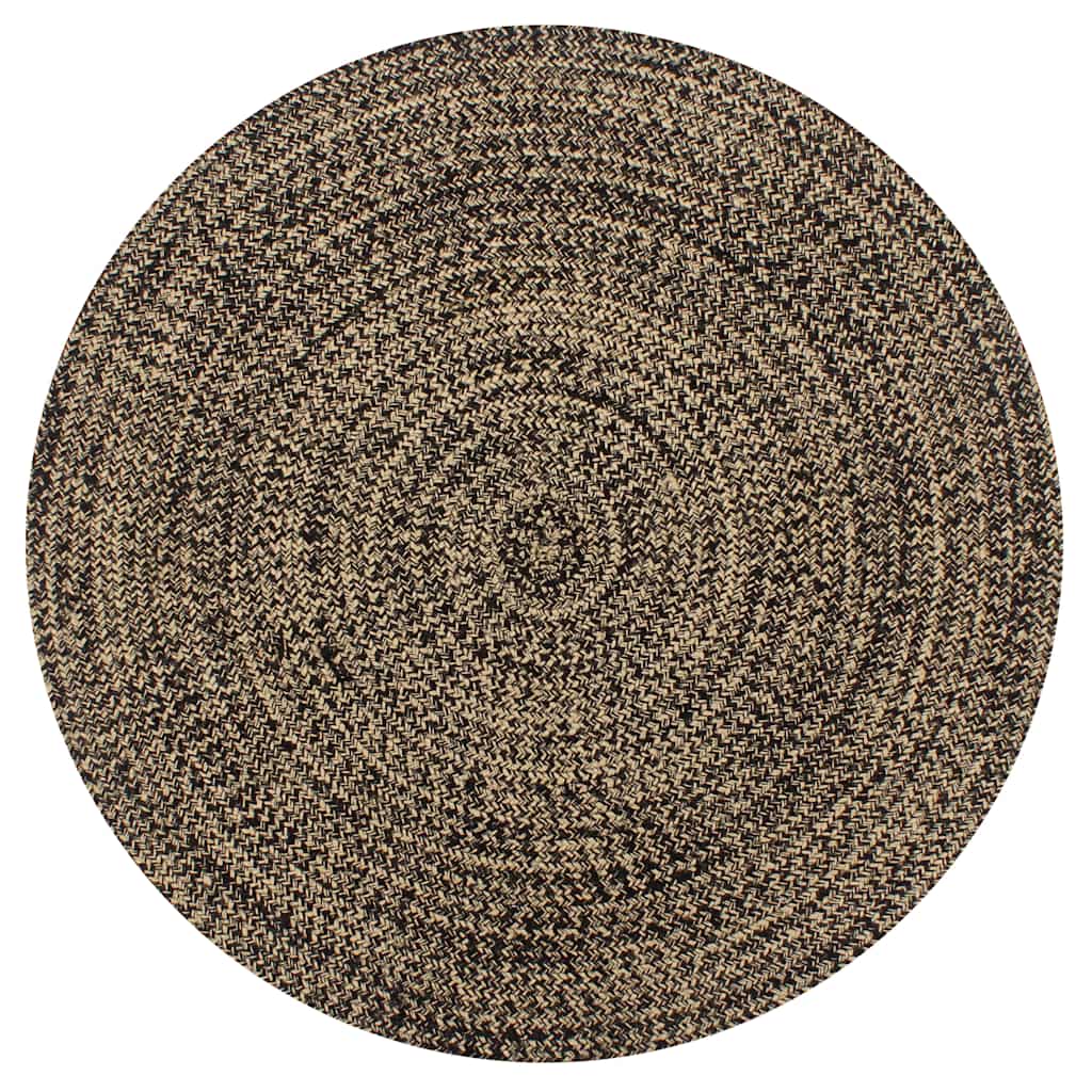 vidaXL Alfombra hecha a mano de yute negra y natural 120 cm