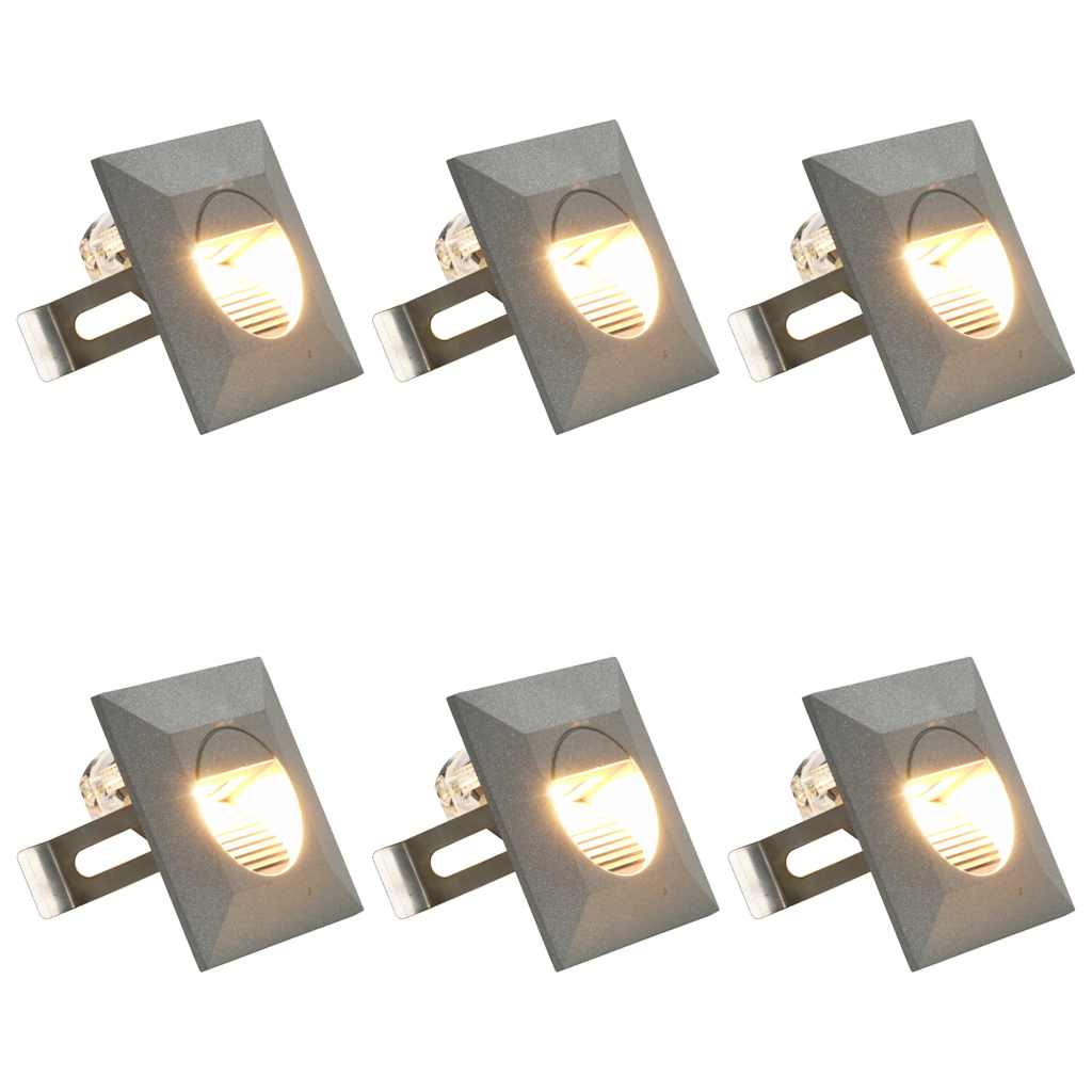 vidaXL Lámparas LED de pared de jardín 6 unidades cuadrada plateada 2W