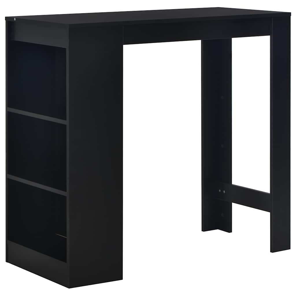 vidaXL Mesa alta de cocina con estantería negra 110x50x103 cm