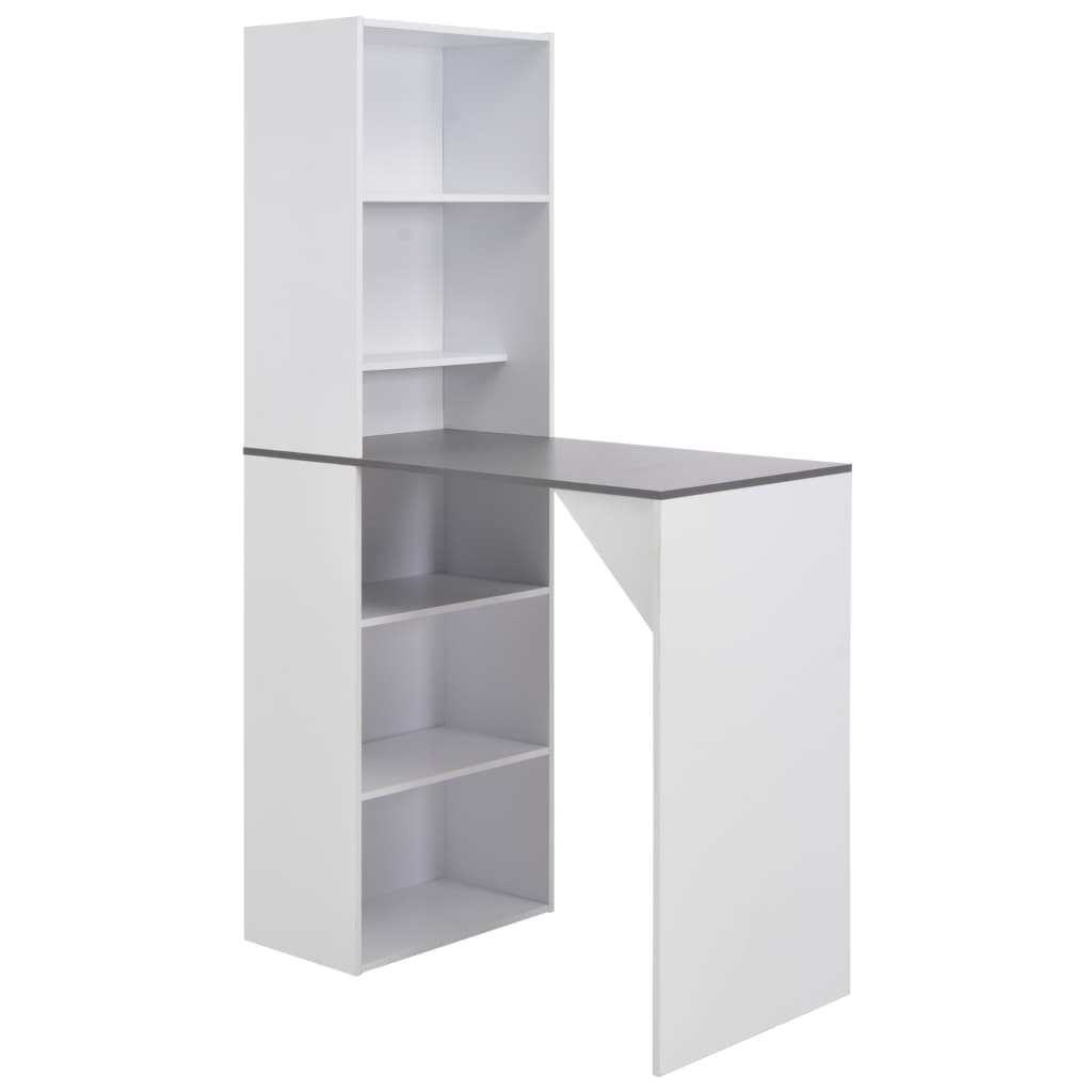 vidaXL Mesa alta de bar con armario blanca 115x59x200 cm