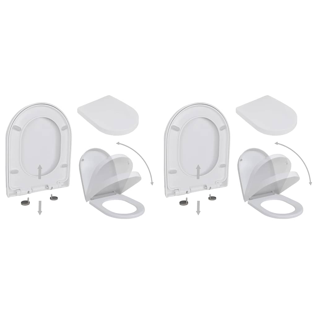 vidaXL Asientos inodoro con tapas cierre suave 2 uds plástico blanco