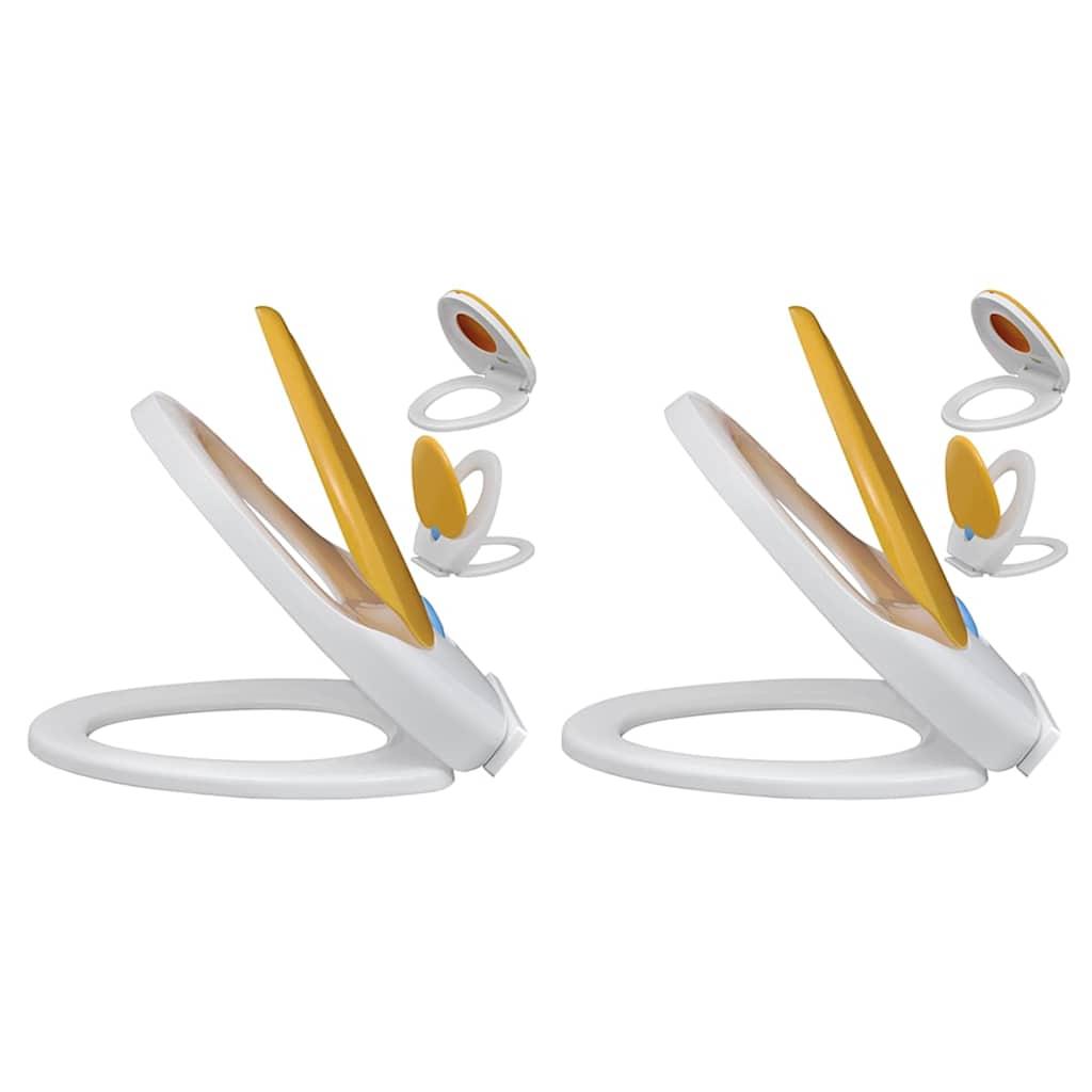 vidaXL Asientos inodoro cierre suave 2 uds plástico blanco y amarillo