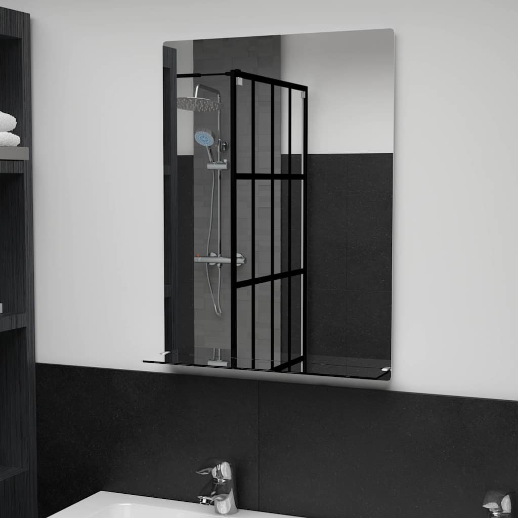 vidaXL Espejo de pared con estante de vidrio templado 50x70 cm