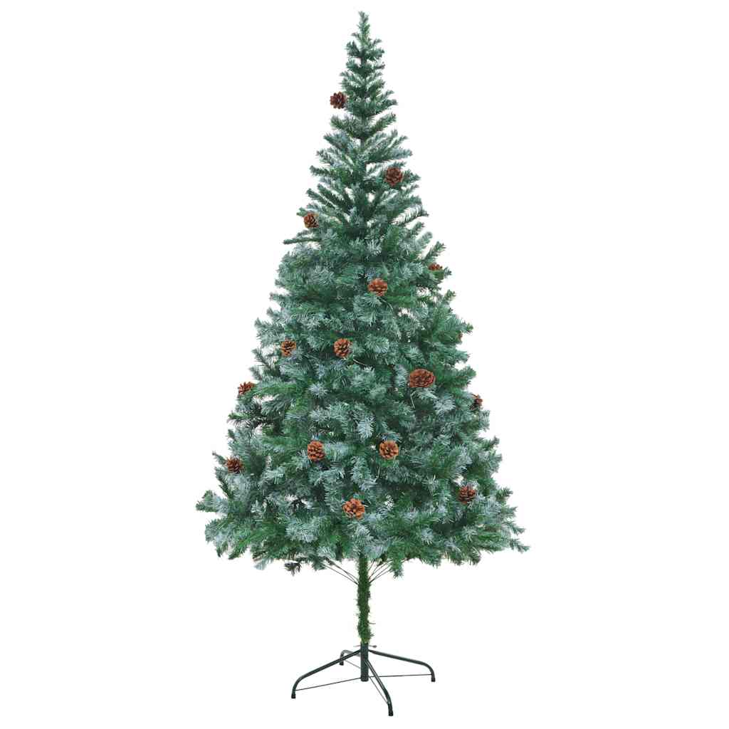 vidaXL Árbol de Navidad artificial con piñas 210 cm