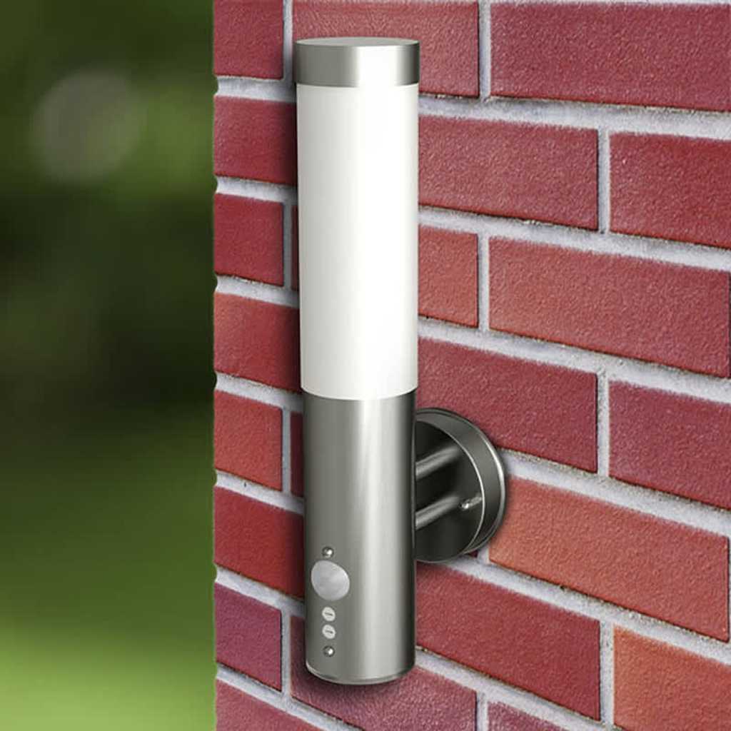 vidaXL Lámparas de pared para exterior 2 uds. con detector de movimiento acero inoxidable
