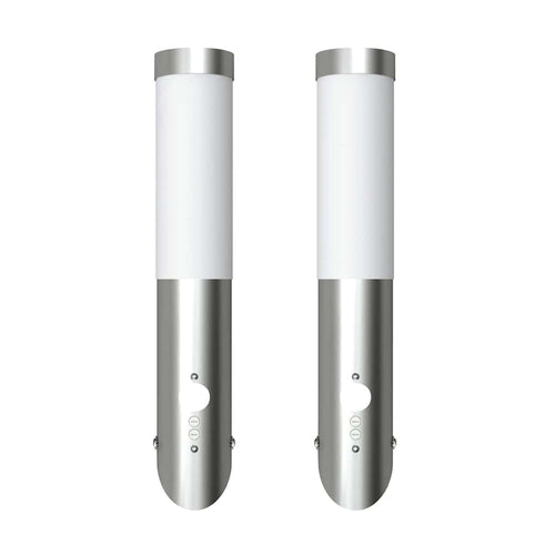 vidaXL 2 Apliques de exterior con detector de movimiento, acero inoxidable
