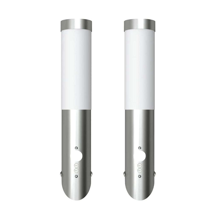 vidaXL 2 Apliques de exterior con detector de movimiento, acero inoxidable
