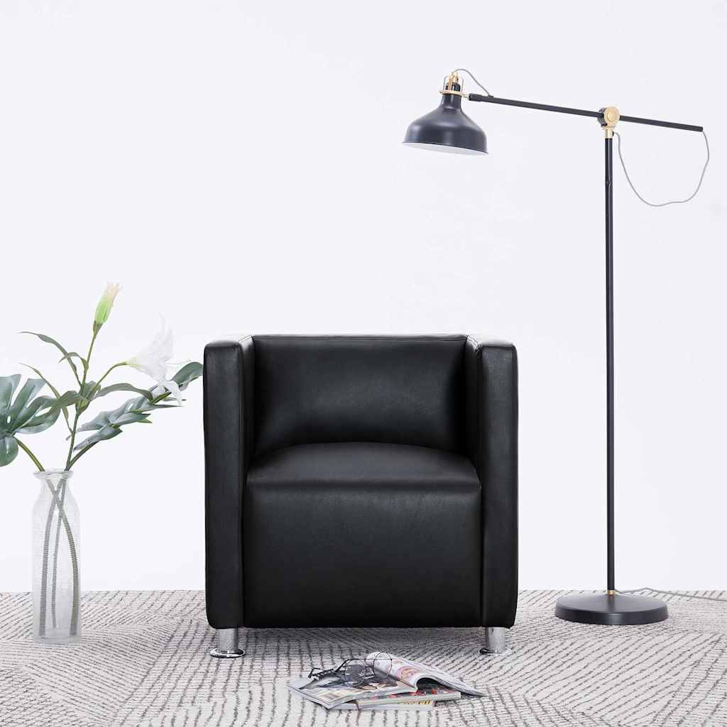 vidaXL Sillón de cuero sintético negro