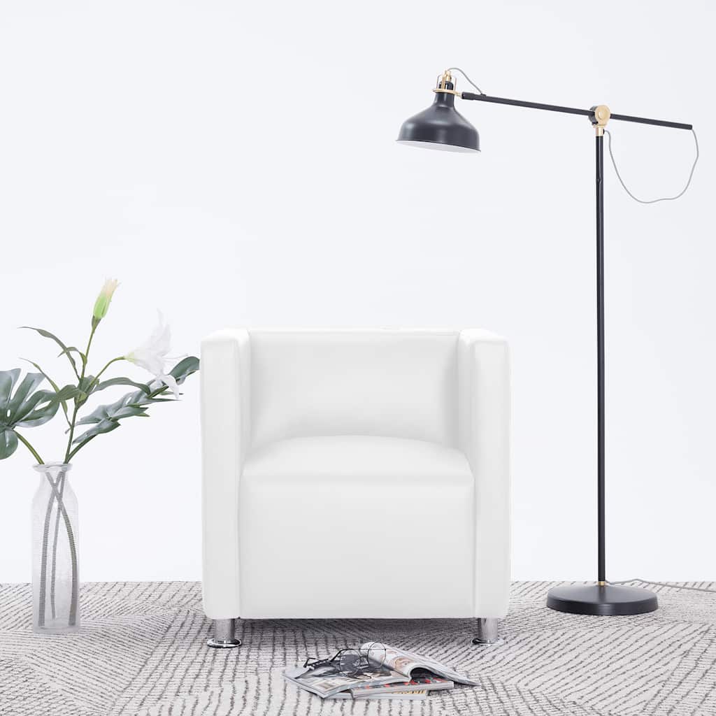 vidaXL Sillón de cuero sintético blanco