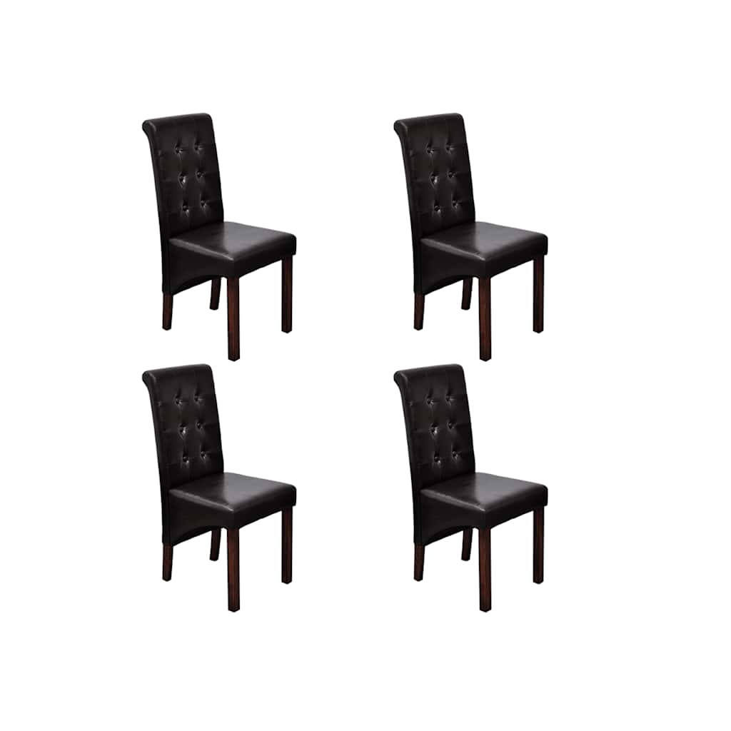 vidaXL Sillas de comedor 4 unidades cuero sintético marrón