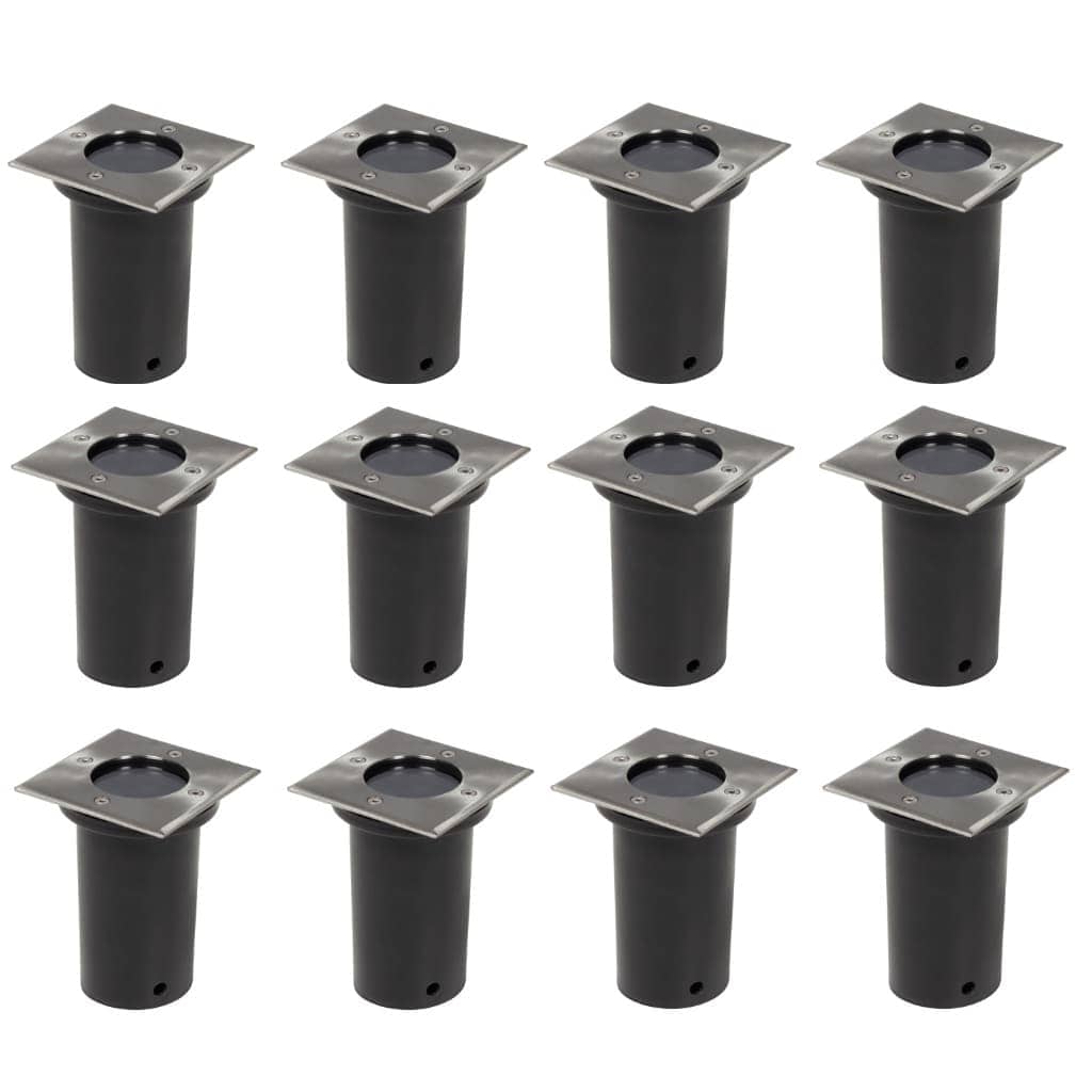vidaXL Luces de suelo de exterior cuadradas 12 unidades