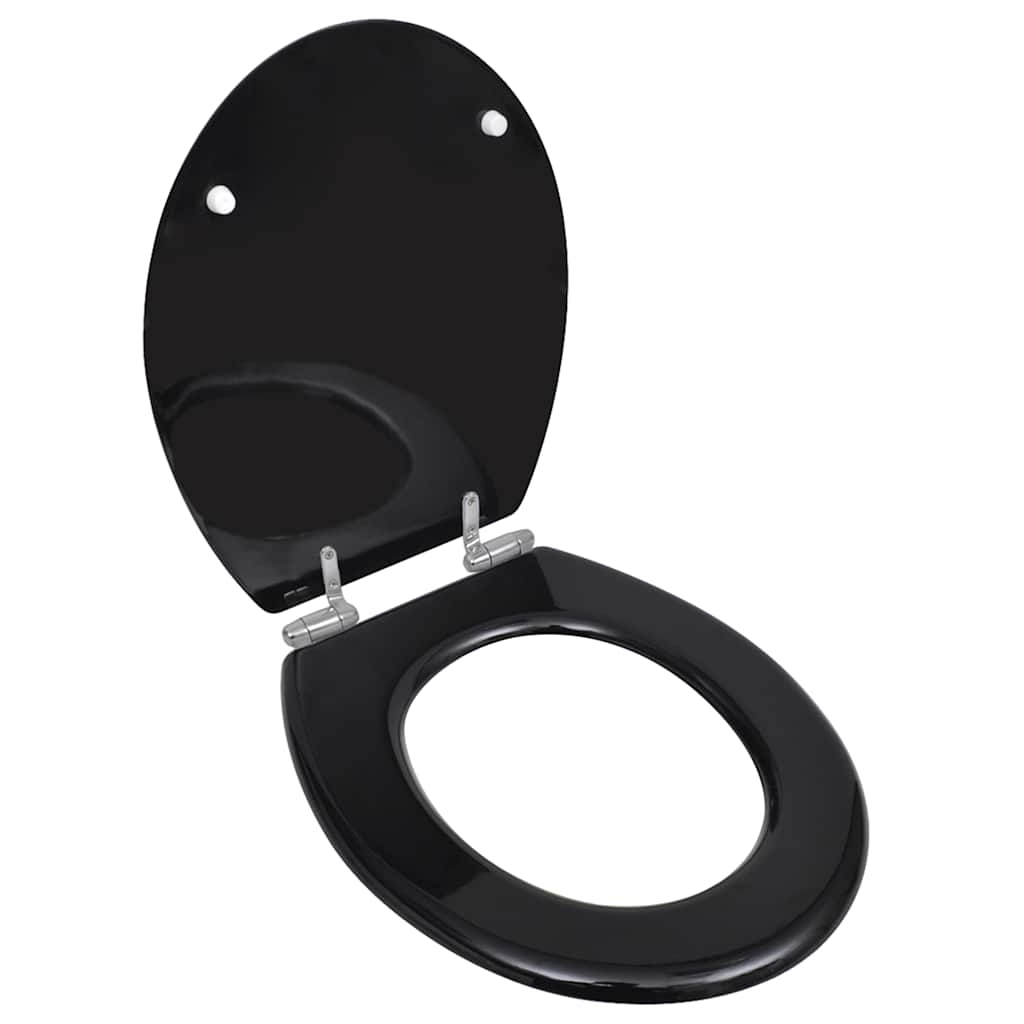 vidaXL Asiento inodoro WC MDF tapa de cierre suave diseño negro