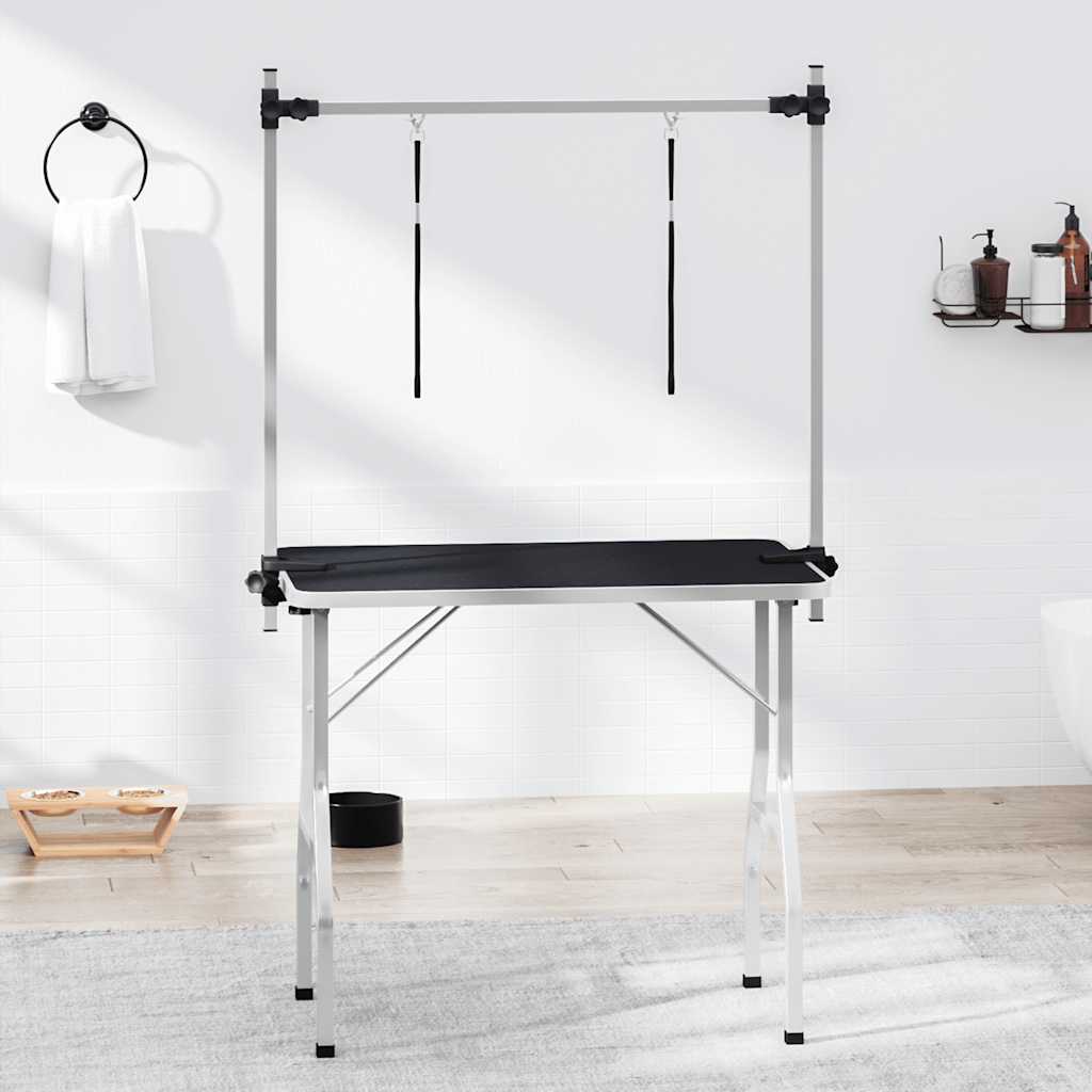 vidaXL Mesa de baño para perros, gatos y mascotas ajustable 2 lazos
