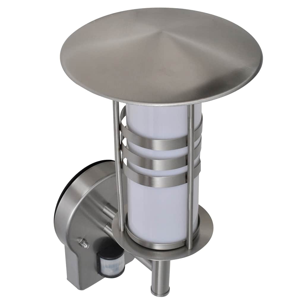vidaXL Aplique de pared inoxidable con sensor, forma cónica
