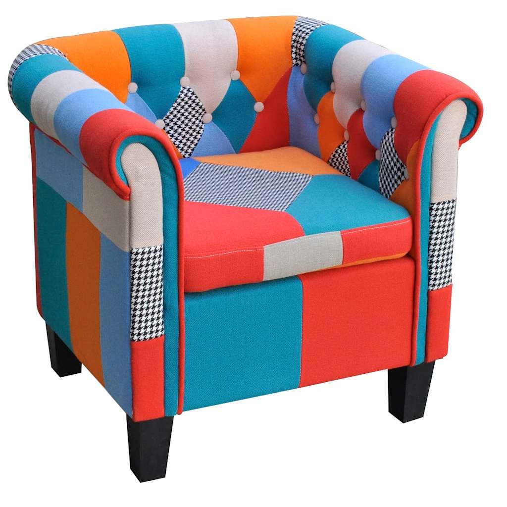 vidaXL Sillón con diseño de retales de tela Patchwork