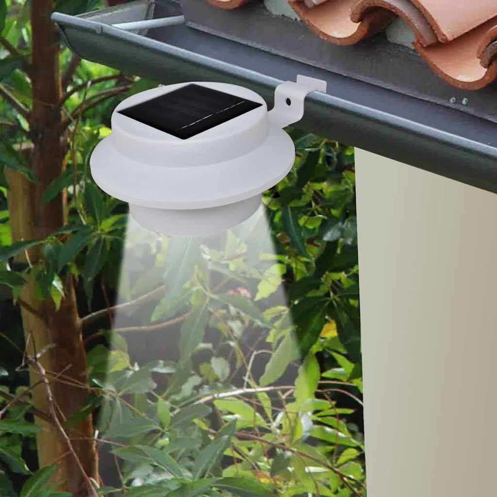 Foco solar blanco para vallas de jardín, 6 unidades