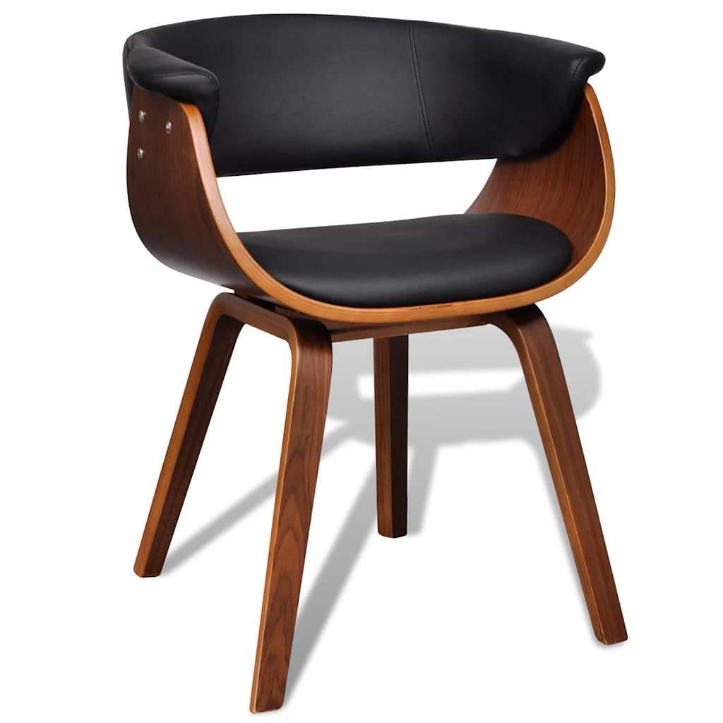 vidaXL Silla de comedor de madera curvada y cuero sintético