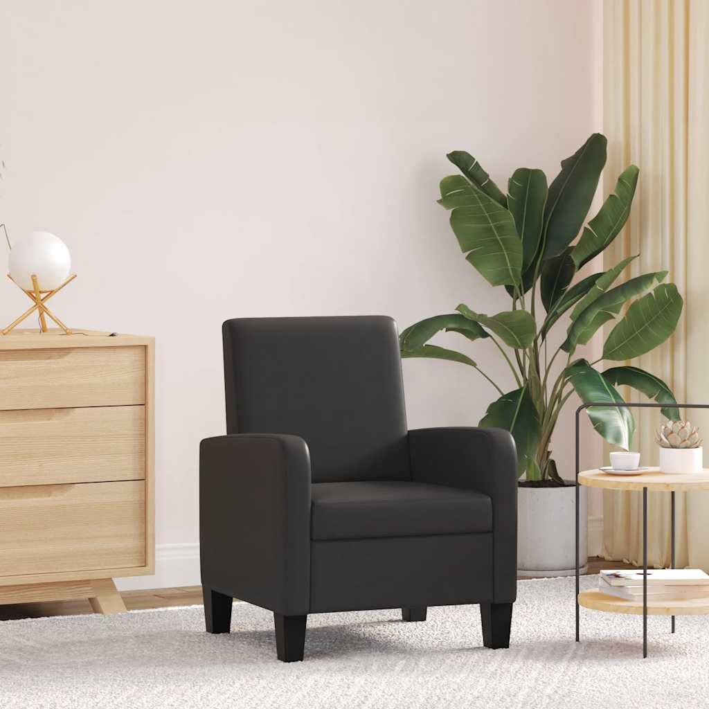 vidaXL Sillón de cuero sintético negro