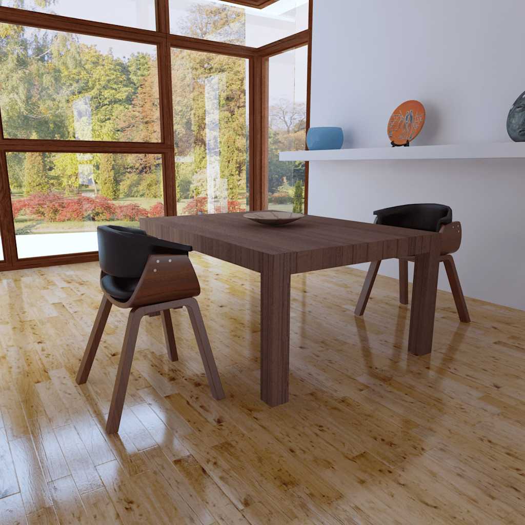 vidaXL Sillas de comedor 2 unidades madera curvada y cuero sintético