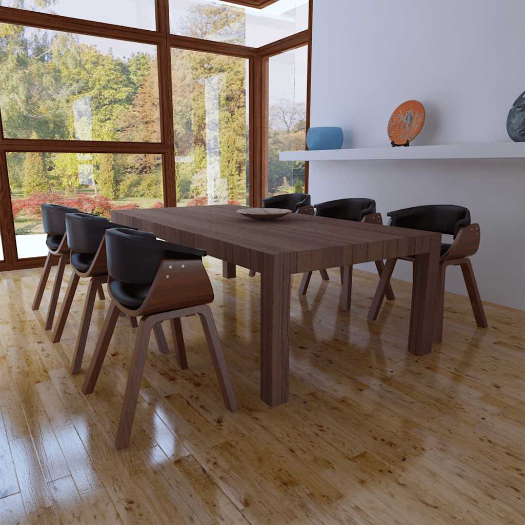 vidaXL Sillas de comedor 6 unidades madera curvada y cuero sintético