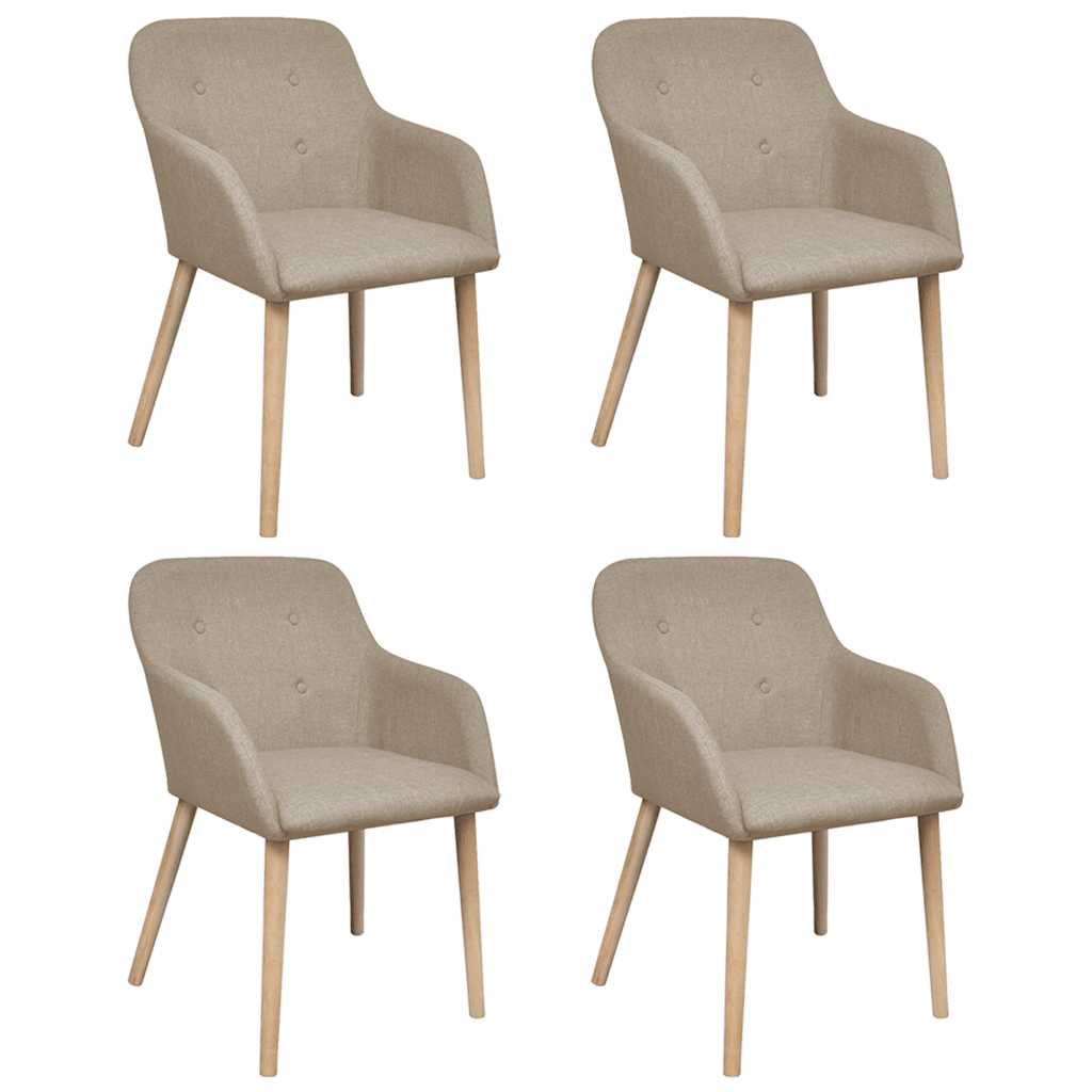 vidaXL Sillas de comedor 4 uds tela y madera maciza de roble beige
