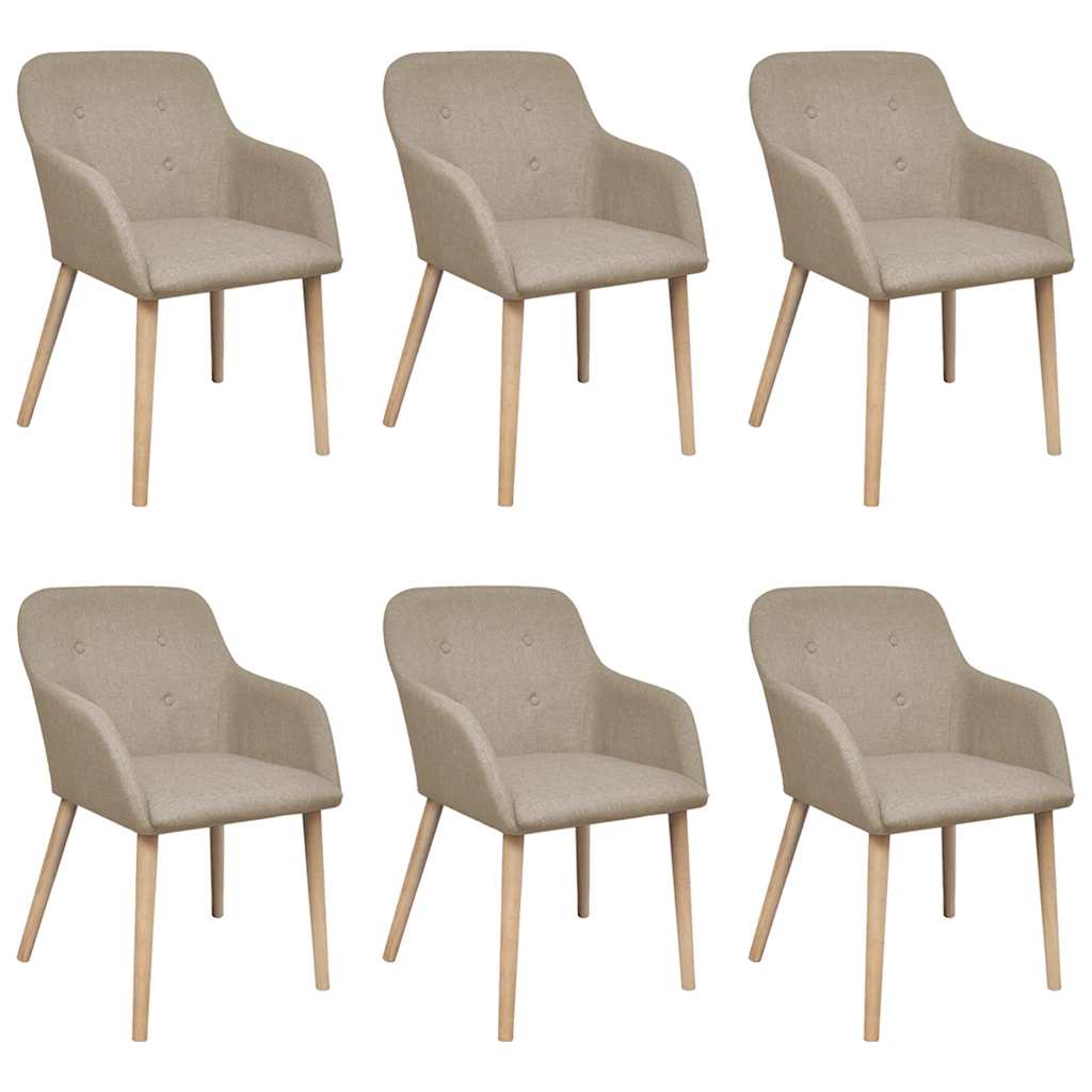 vidaXL Sillas de comedor 6 uds tela y madera maciza de roble beige
