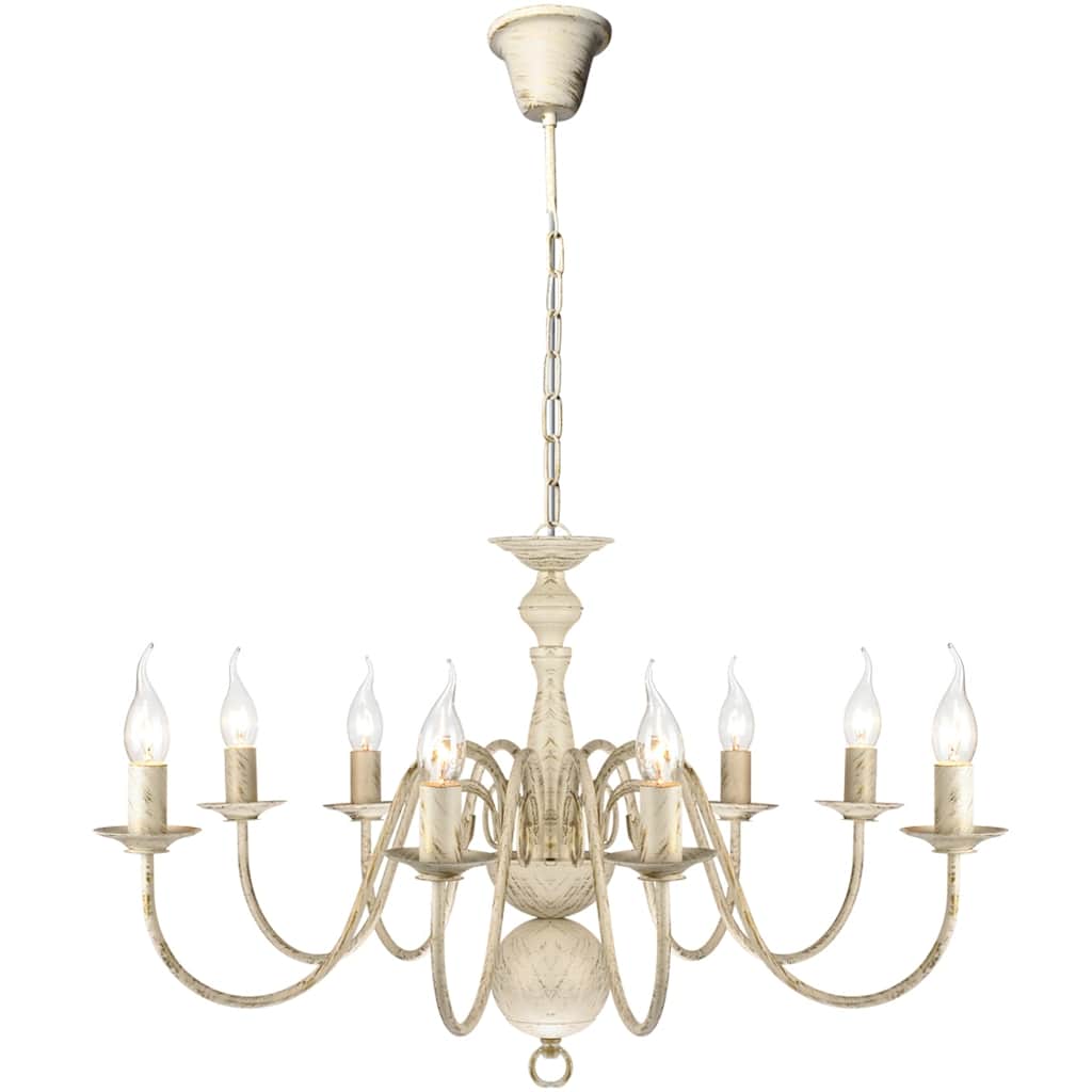 vidaXL Lámpara de araña antique metal blanco 8 bombillas E14