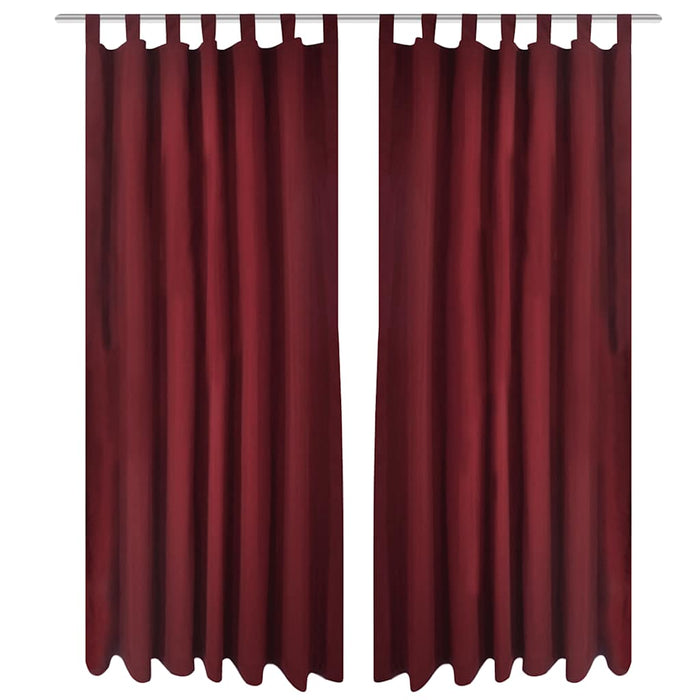 vidaXL 2 cortinas micro-satinadas con trabillas color burdeos, 140 x 245 cm