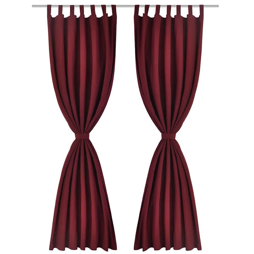 vidaXL 2 cortinas micro-satinadas con trabillas color burdeos, 140 x 245 cm (2)