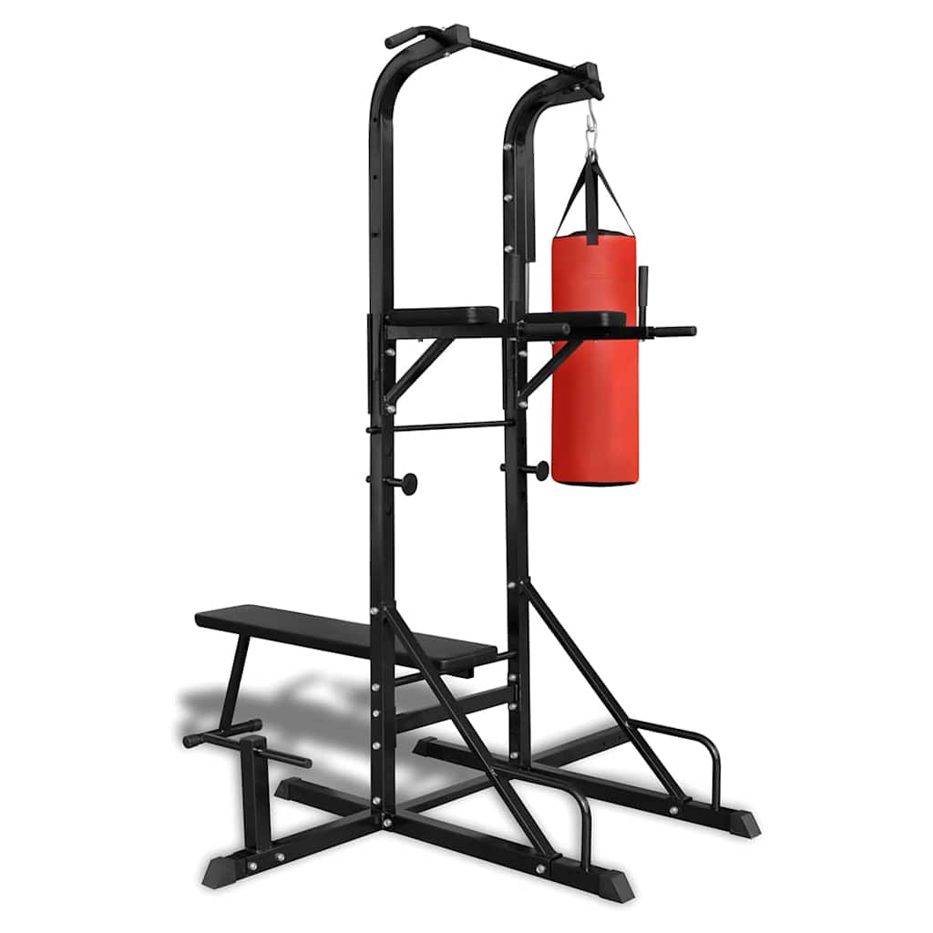 vidaXL Máquina de musculación con banco y saco de boxeo