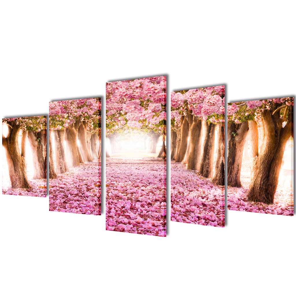 vidaXL Set decorativo de lienzos para pared flores de cerezo 200 x 100 cm