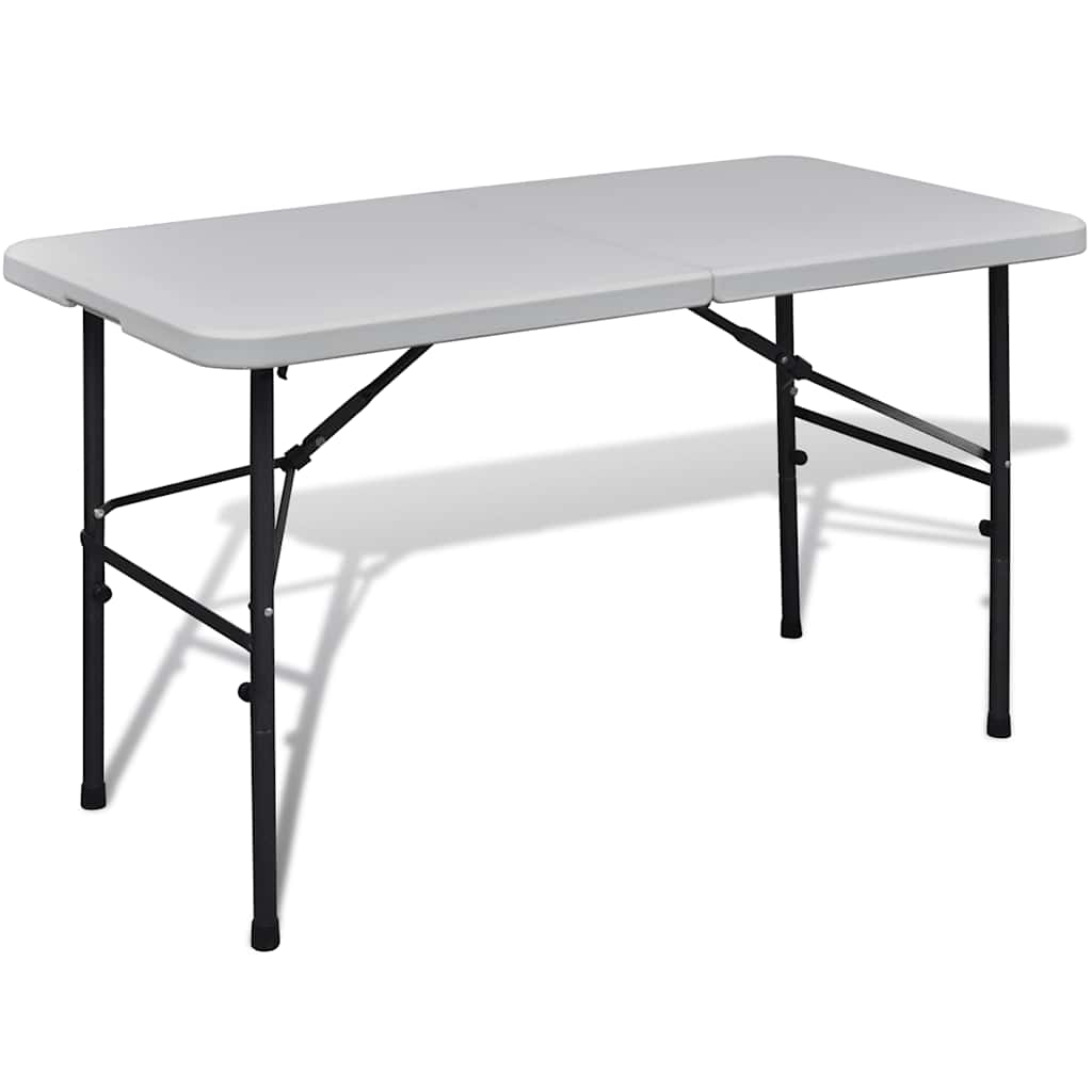 vidaXL Mesa de jardín plegable 122 cm HDPE blanco