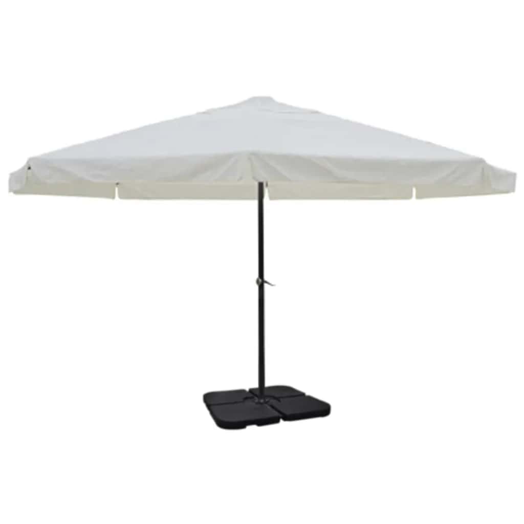 vidaXL Sombrilla de jardín con base portátil aluminio blanco