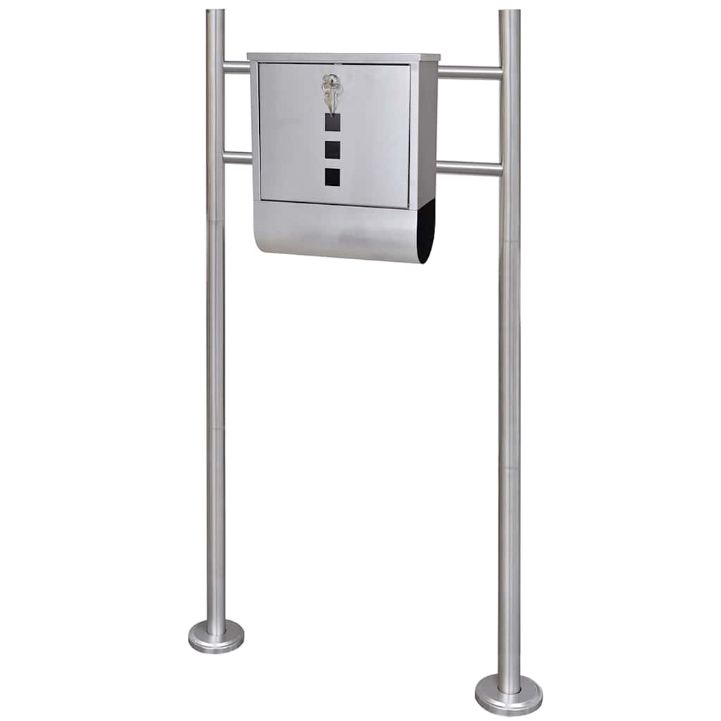 vidaXL Buzón con soporte de acero inoxidable