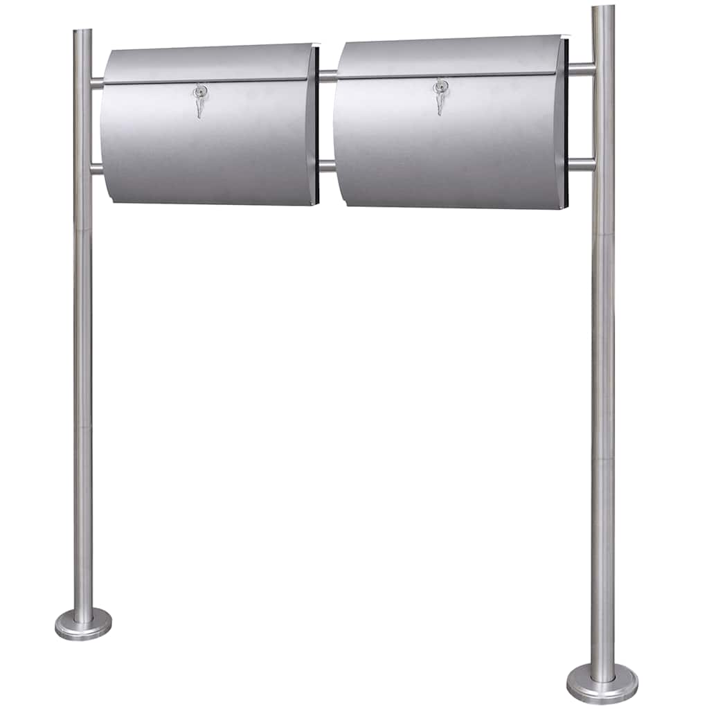 vidaXL Conjunto de 2 buzones con soporte de acero inoxidable