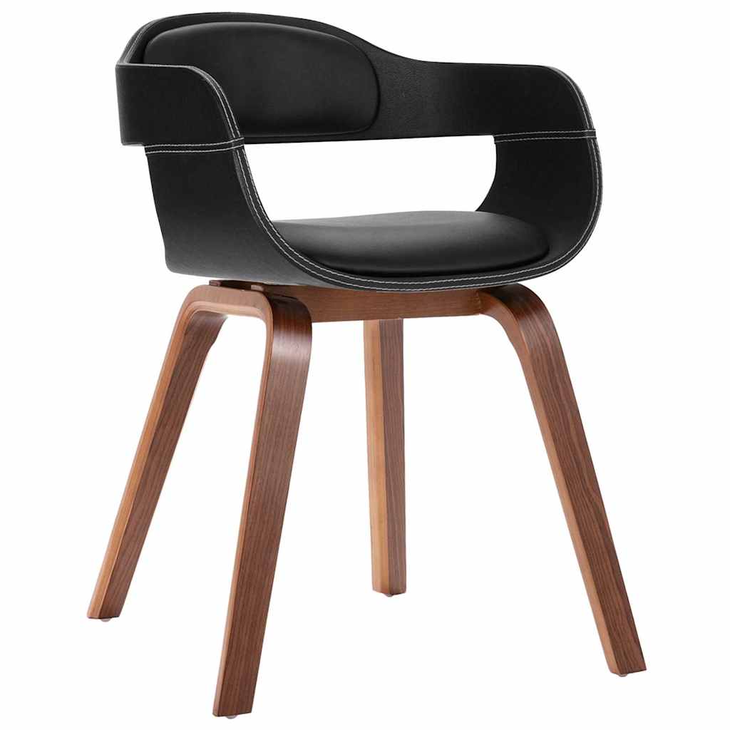 vidaXL Silla de comedor de madera curvada y cuero sintético